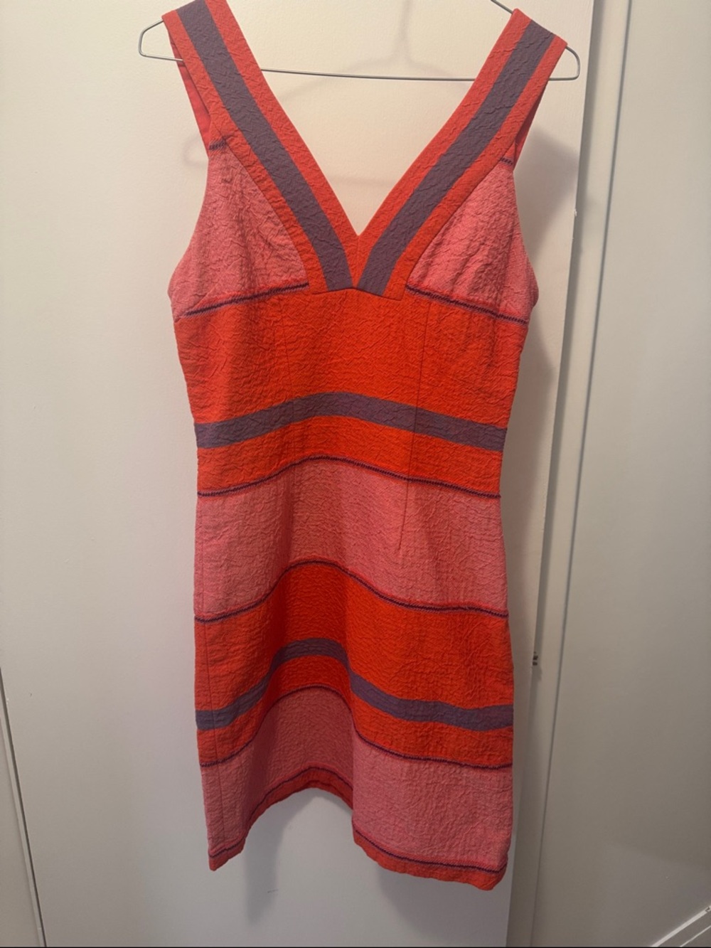 HD in Paris Red and Pink Striped V-Neck Mini Dress